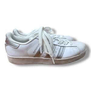 Adidas Superstar Originals White Metallic Silver Shoes Trainers Women's Size 9